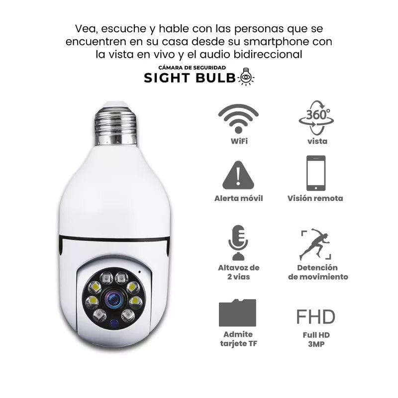 Cámara bombillo 360 wifi de seguridad