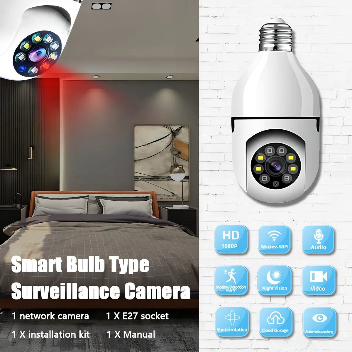 Cámara bombillo 360 wifi de seguridad