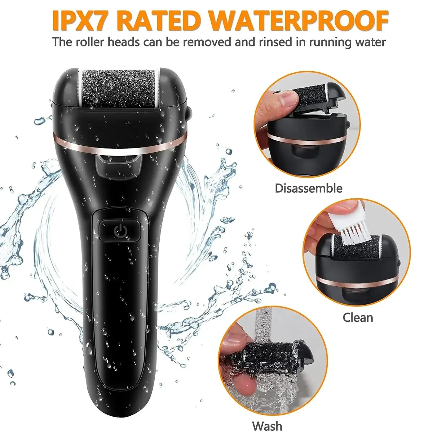 Lixa Elétrica para Pés à Prova D’água | USB, 2 Velocidades e Kit 18 em 1