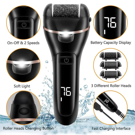Lixa Elétrica para Pés à Prova D’água | USB, 2 Velocidades e Kit 18 em 1