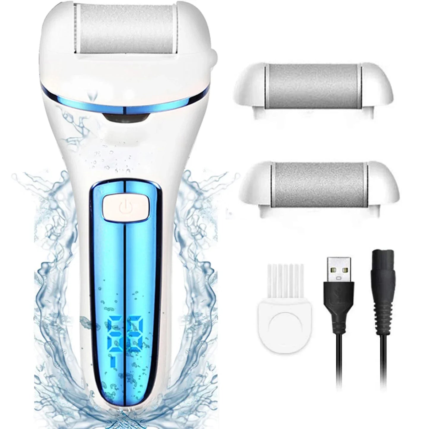 Lixa Elétrica para Pés à Prova D’água | USB, 2 Velocidades e Kit 18 em 1