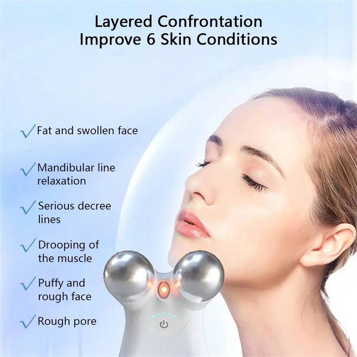 Massageador Facial EMS de Microcorrente | Lifting, Firmeza e Radiofrequência