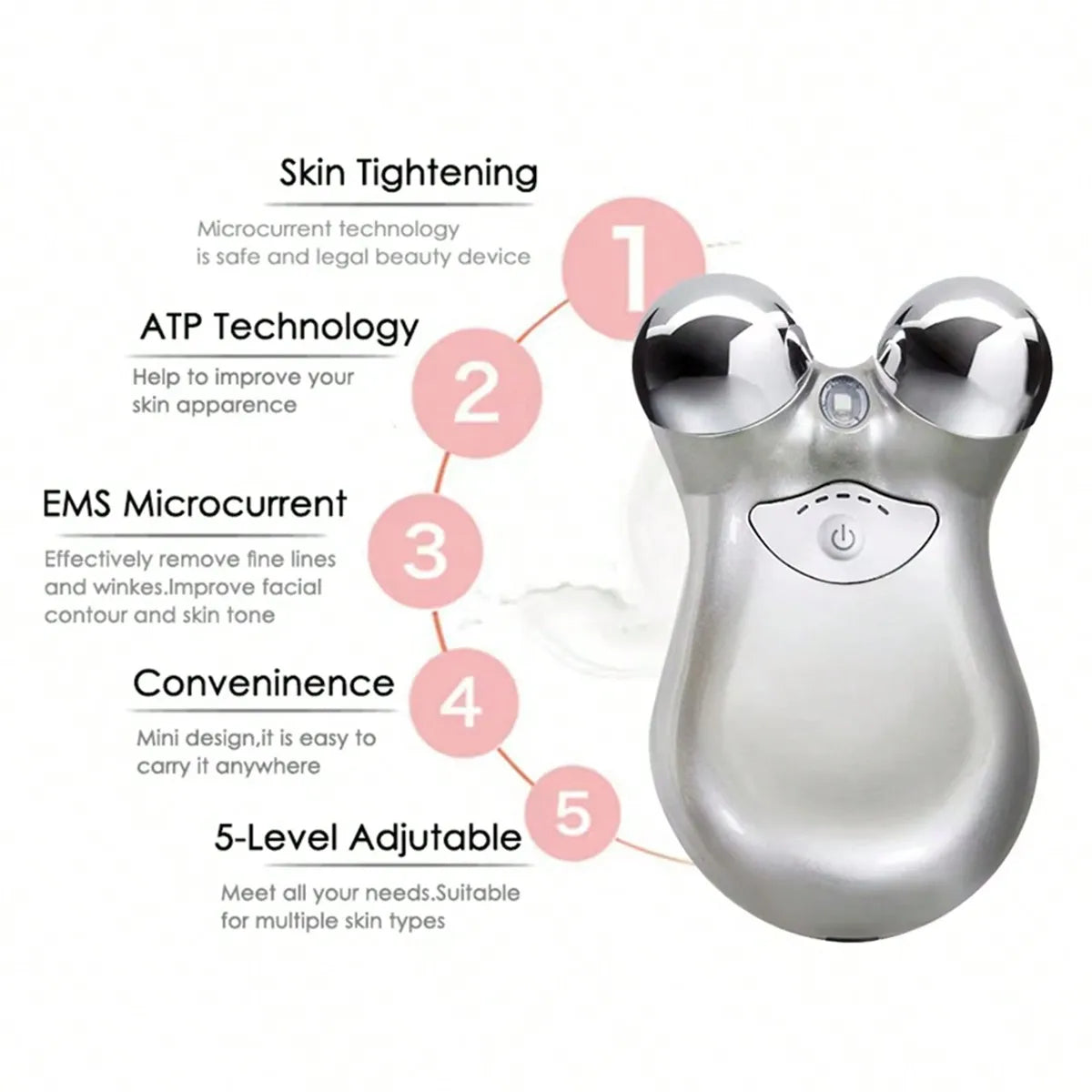 Massageador Facial EMS de Microcorrente | Lifting, Firmeza e Radiofrequência